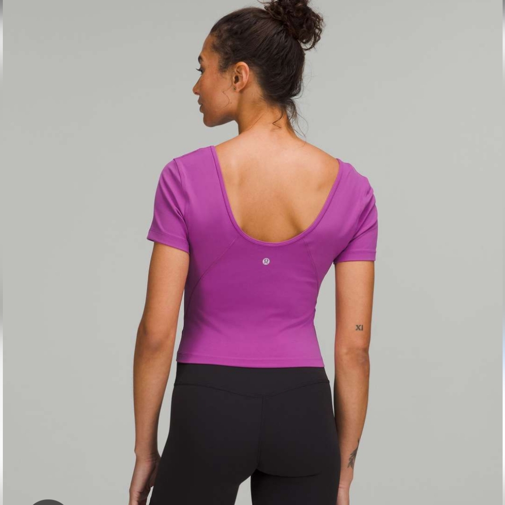 Lululemon Align T-Shir Deep V-Neck Berry M - Picture 3 of 6